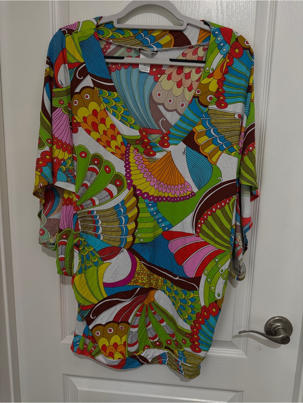 Trina Turk Multicolor Floral and Fan Print Cover Up Dress